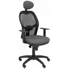 PIQUERAS Y CRESPO Silla Jorquera malla negra asiento bali gris oscuro con cabecero fijo