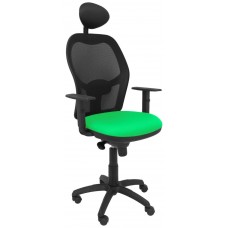 PIQUERAS Y CRESPO Silla Jorquera malla negra asiento bali verde con cabecero fijo