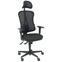 PIQUERAS Y CRESPO Silla Agudo sincro malla negra asiento tela negro brazos regulables con cabecero. ¡Ultimas unidades!!