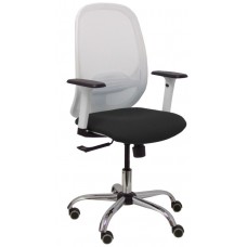 PIQUERAS Y CRESPO Silla Cilanco blanca malla blanca asiento bali negro brazo regulable base cromada ruedas de parque