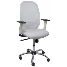 PIQUERAS Y CRESPO Silla Cilanco blanca malla blanca asto similpiel gris brazo reg. base crom RP