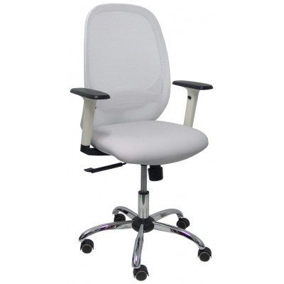 PIQUERAS Y CRESPO Silla Cilanco blanca malla blanca asto similpiel gris brazo reg. base crom RP