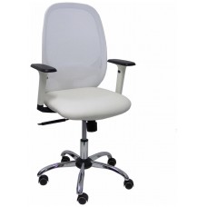 PIQUERAS Y CRESPO Silla Cilanco blanca malla blanca asto similpiel blanco brazo reg. base crom RP