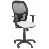 PIQUERAS Y CRESPO Silla Alocen malla negra asiento bali blanco brazos regulables