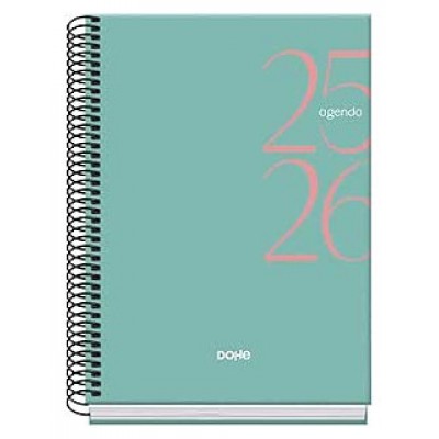 AGENDA ESCOLAR 2025-2026 TAMAÑO A5 TAPA CARTON FORRADO SEMANA VISTA MODELO SYSTEM BASIC VERDE DOHE 52058 (Espera 4 dias)