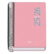 AGENDA ESCOLAR 2025-2026 TAMAÑO A6 TAPA CARTON FORRADO DÍA PÁGINA MODELO ESENCIAL BASIC ROSA DOHE 52077 (Espera 4 dias)