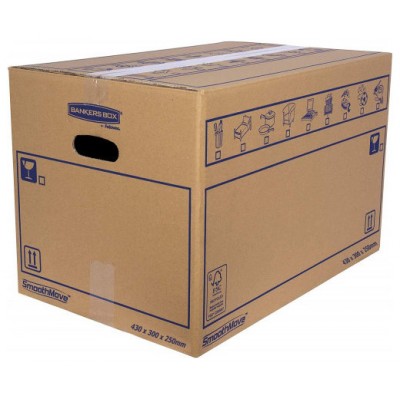 CAJA DE MUDANZA MONTAJE MANUAL M 430X300X250. CARTÓN SIMPLE BANKERS BOX 6208301 (MIN10) (Espera 4 dias)