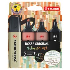 STABILO BOSS ORIGINAL NatureColors marcador 4 pieza(s) Punta de cincel Negro, Bronce, Marrón, Verde (Espera 4 dias)