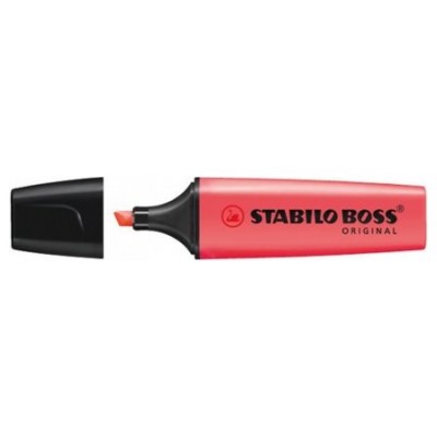 MARCADOR FLUORESCENTE BOSS ORIGINAL TRAZO 2/5MM. ROJO STABILO 70/40 (MIN10) (Espera 4 dias)