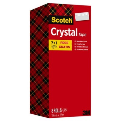 PACK 7+1 ROLLOS CINTA SUPERTRANSPARENTE 19MM X 33M CRYSTAL 6-1933R8 SCOTH 7100026961 (Espera 4 dias)