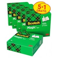 PACK 5+1 ROLLOS CINTA INVISIBLE 19MM X 33M MAGIC810P5+1 SCOTH 7100054673 (Espera 4 dias)