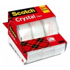 PACK 2+1 ROLLOS CINTA SUPERTRANSPARENTE 19MM × 7,5M CRYSTAL CON DISPENSADOR 6-1975C3 SCOTH 7100088402 (Espera 4 dias)