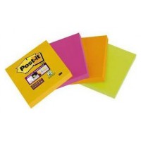 PACK 4 BLOCS 45 HOJAS NOTAS ADHESIVAS 47,6X47,6MM SUPER STICKY COLORES SURTIDOS 6910SSS-YPOG-EU POST-IT 7100172209 (Espera 4 dias)