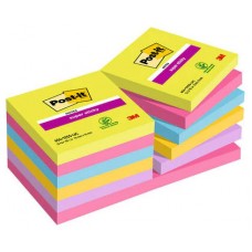 PACK 12 BLOCS 90 HOJAS NOTAS ADHESIVAS 76X76MM SUPER STICKY COLORES SURTIDOS ULTRA 654-12SSUC POST-IT 7100290156 (Espera 4 dias)