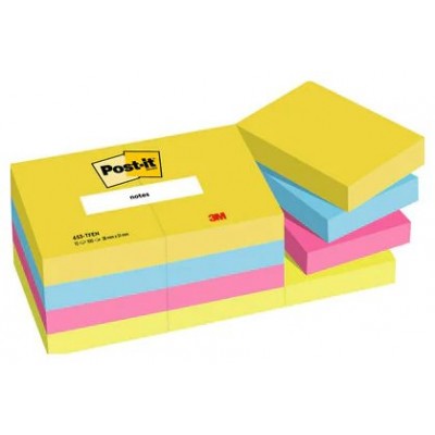 PACK 12 BLOCS 100 HOJAS NOTAS ADHESIVAS 38X51MM COLECCIÓN ENERGETIC EN CAJA CARTÓN 653 TFEN POST-IT 7100290179 (Espera 4 dias)