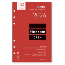 RECAMBIO ANUAL 2026 R599 OPEN500 117X181MM SEMANA VISTA VERTICAL FINOCAM 711500026 (Espera 4 dias)