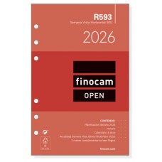 RECAMBIO ANUAL 2026 R593 OPEN500 117X181MM SEMANA VISTA HORIZONTAL FINOCAM 711580026 (Espera 4 dias)