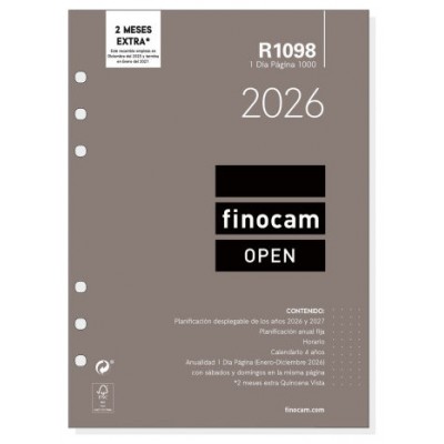 RECAMBIO ANUAL 2026 R1098 OPEN1000 155X215MM DIA PAGINA FINOCAM 711680026 (Espera 4 dias)
