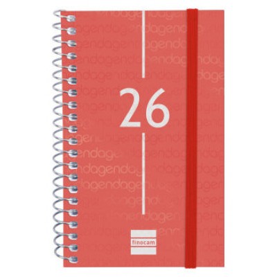 AGENDA 2026 BASIC YEAR E3 79X127MM SEMANA VISTA HORIZONTAL ROJO FINOCAM 741423026 (Espera 4 dias)