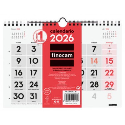 CALENDARIO 2026 NEUTRO PARED NUMEROS GRANDES S 210X150MM FINOCAM 780200026 (Espera 4 dias)