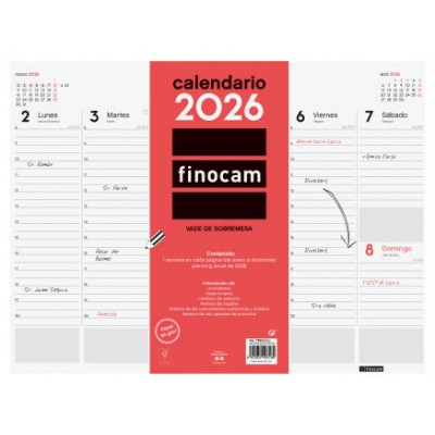 VADE 2026 ENCOLADO SEMANA VISTA VERTICAL 420X310MM FINOCAM 780240026 (Espera 4 dias)