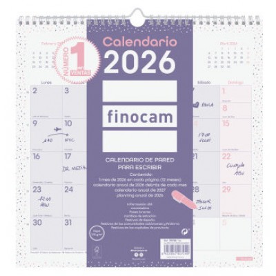 CALENDARIO 2026 PARED TRENDY CHIC ESCRIBIR 300X300MM MORADO FINOCAM 787002726 (Espera 4 dias)
