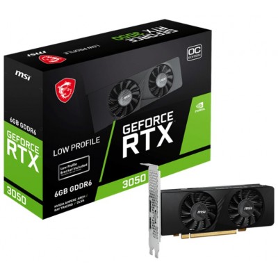 VGA MSI RTX 3050 LP 6G OC,NV,RTX3050,GDDR6,6GB,96BIT,2HDMI+1DP,2 VENTILADORES (LOW PROFILE) (Espera 4 dias)