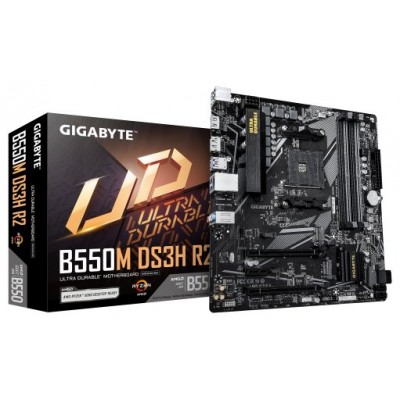 GIGABYTE B550M DS3H R2 Placa base - Procesadores AMD Ryzen 5000, VRM de 5+3 fases, hasta 4733 MHz DDR4 (O.C.), 1x M.2 PCIe 4.0 + 1x M.2 PCIe 3.0, LAN 1 GbE, USB 3.2 Gen 1 (Espera 4 dias)