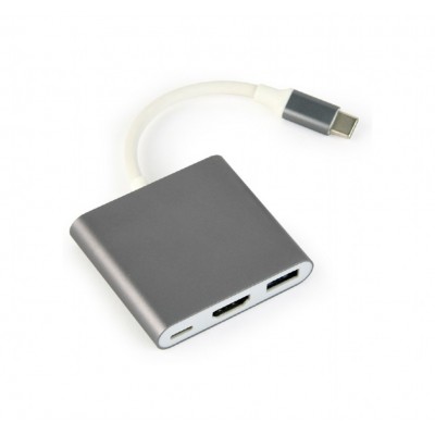 MULTIADAPTADOR GEMBIRD USB TIPO C, GRIS ESPACIAL