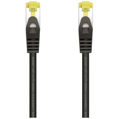 AISENS - CABLE DE RED LATIGUILLO RJ45 LSZH CAT.7 600 MHZ S/FTP PIMF AWG26, NEGRO, 0.5M