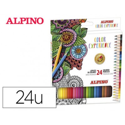 Alpino AL000247 lápiz de color Negro, Azul, Bronce, Marrón, Verde, Gris, Azul claro, Verde claro, Rosa claro, Naranja, Melocotón, Rosa, Púrpura, Rojo, Violeta, Blanco, Amarillo 24 pieza(s) (Espera 4 dias)