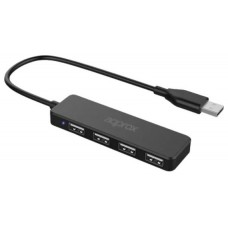 HUB 4 PUERTOS USB 2.0 NEGRO APPROX (Espera 4 dias)