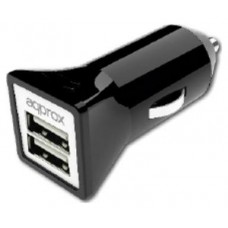 CARGADOR DE COCHE APPROX 2 USB 5V/3,1 AH COLOR NEGRO
