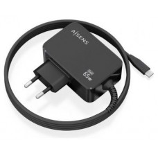 AISENS - CARGADOR GaN 65W PD3.0 1XUSB-C 1.8M, NEGRO