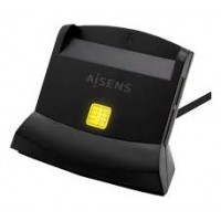 AISENS LECTOR DE TARJETA DNI CON LECTOR DE TARJETAS SD + SIM USB-C, NEGRO