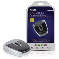 Aten 2-Port USB 2.0 Peripheral Switch 480 Mbit/s Negro, Plata (Espera 4 dias)