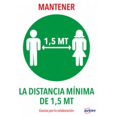 SEÑALES ADHESIVOS PREIMPRESO  "MANTENER DISNTACIA MINIMA DE 1,5 MT" SOBRE DE 2 HOJAS EN A4 AVERY AV_KITCOVID4_ES (Espera 4 dias)