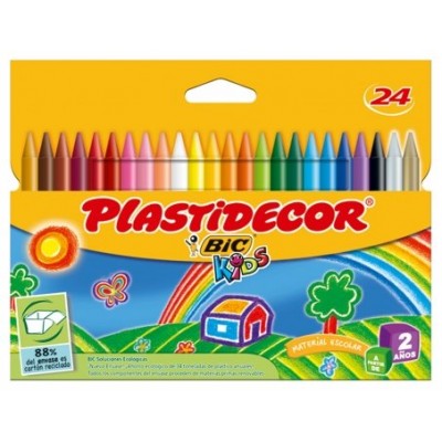 ESTUCHE 24 CERAS DE COLOR QUE NO ENSUCIAN PLASTIDECOR 9203011 (Espera 4 dias)