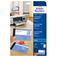 PAQUETE 10 HOJAS TARJETAS DE VISITA BLANCAS QUICK CLEAN DE PAPEL CUCHÉ OPACAS-260 G-IMPRESORAS DE INYECCIÓN DE TINTA-85X54 MM AVERY C32015-10E (Espera 4 dias)