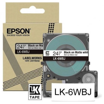 EPSON Cartucho de etiquetas Matte Tape   White/Black 24mm(8m)   LK-6WBJ