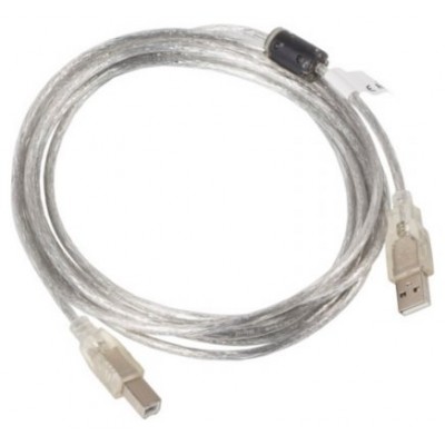 CABLE USB LANBERG USB-A MACHO A USB-B MACHO FERRITA 5M TRANSPARENTE