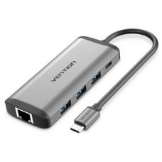 DOCKING STATION 8 PUERTOS USB-C HDMI/3xUSB-A/USB-C PD/RJ45/LECTOR GRIS VENTION (Espera 4 dias)