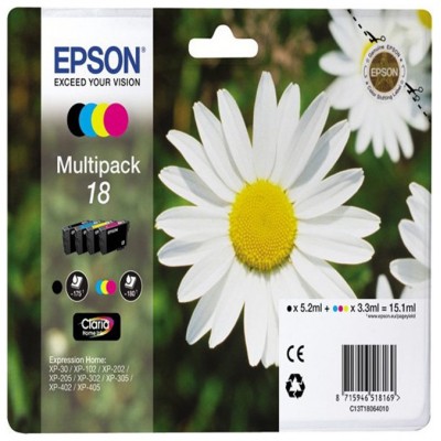 TINTA EPSON C13T18064010 Nº 18 PACK CUATRICOLOR (Espera 4 dias)