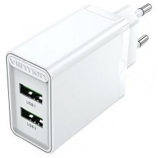 CARGADOR PARED 18W 2xUSB-A 3A BLANCO VENTION (Espera 4 dias)