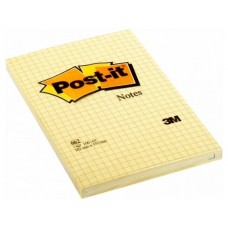 BLOC 100 HOJAS NOTAS GRANDES ADHESIVAS 101X152MM CANARY YELLOW CUADRÍCULA 662N POST-IT 7100172739 (Espera 4 dias)