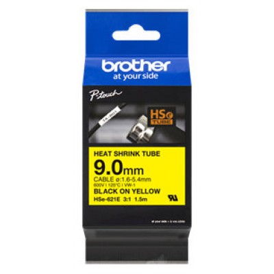 BROTHER Cinta tubo termorretractil. Texto negro sobre fondo amarillo. PTE300, PTE550W, PTP750W, PTP9