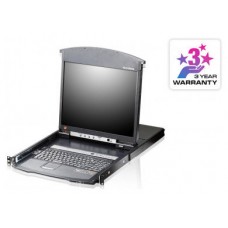 Aten Consola LCD dual rail con switch KVM por IP integrado multi-interfaz Cat 5 de 8 puertos con acceso compartido desde consolas local/remota (Espera 4 dias)
