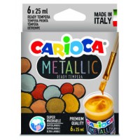 CAJA TÉMPERA METALLIC 6 BOTES 25 ML COLORES METÁLICOS CARIOCA KO026 (Espera 4 dias)