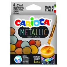 CAJA TÉMPERA METALLIC 6 BOTES 25 ML COLORES METÁLICOS CARIOCA KO026 (Espera 4 dias)