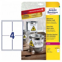 PAQUETE 8 HOJAS ETIQUETAS DE POLIÉSTER BLANCO PARA IMPRESORAS LÁSER 99,1X139 MM AVERY L4774-8 (Espera 4 dias)